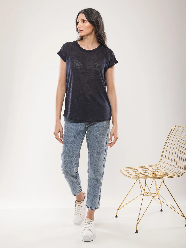 T-shirt fluide en coton flammé