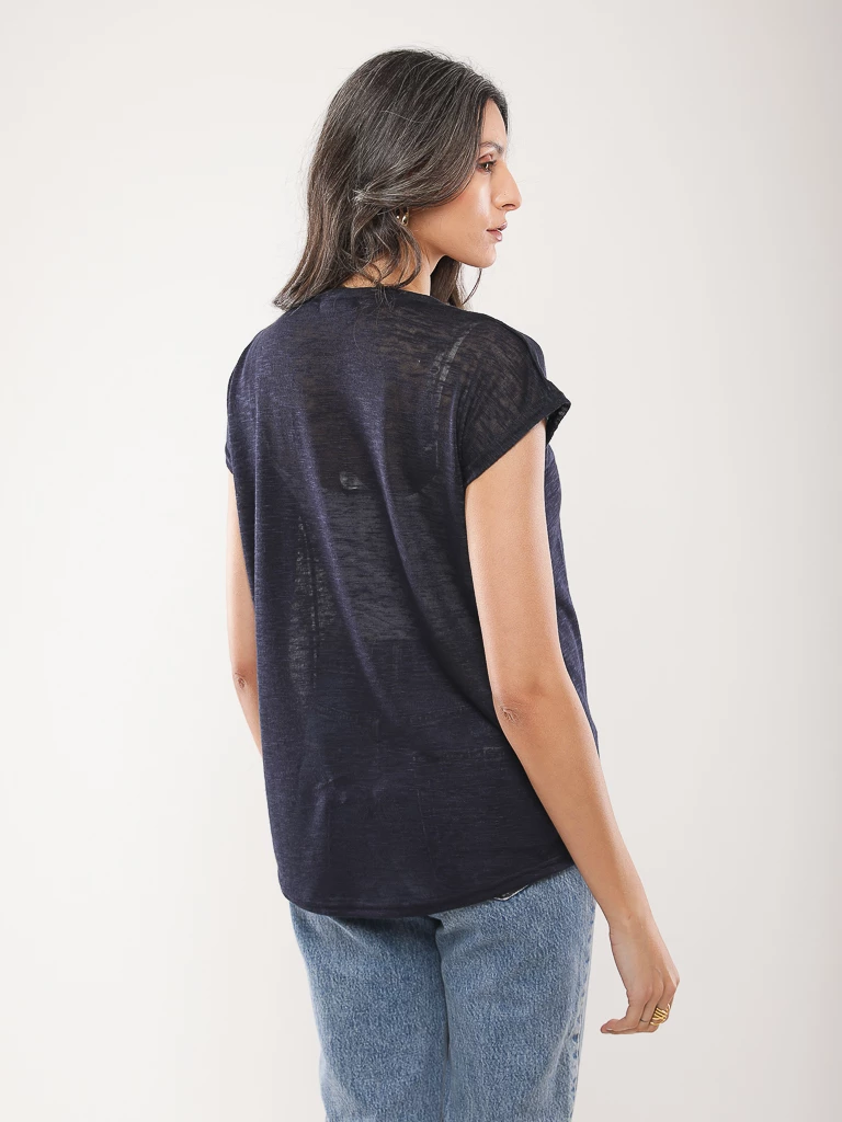 T-shirt fluide en coton flammé