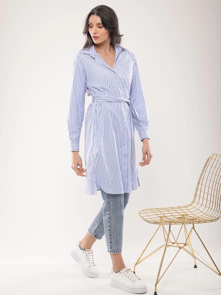 Chemise longue à rayures