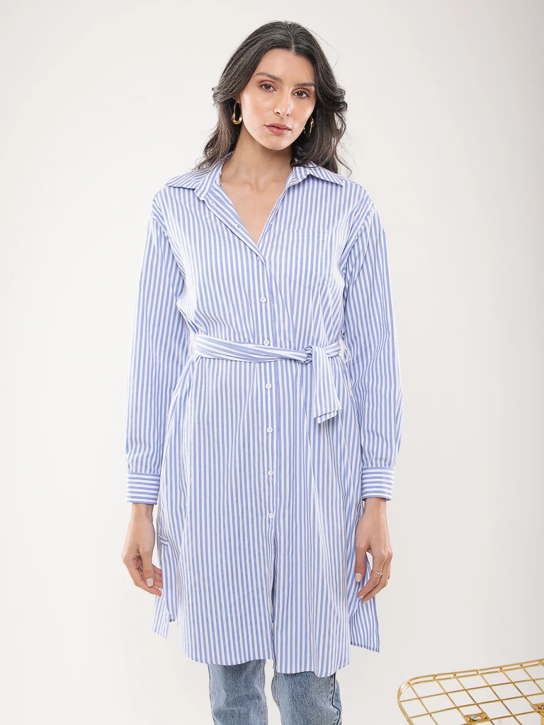 Chemise longue à rayures