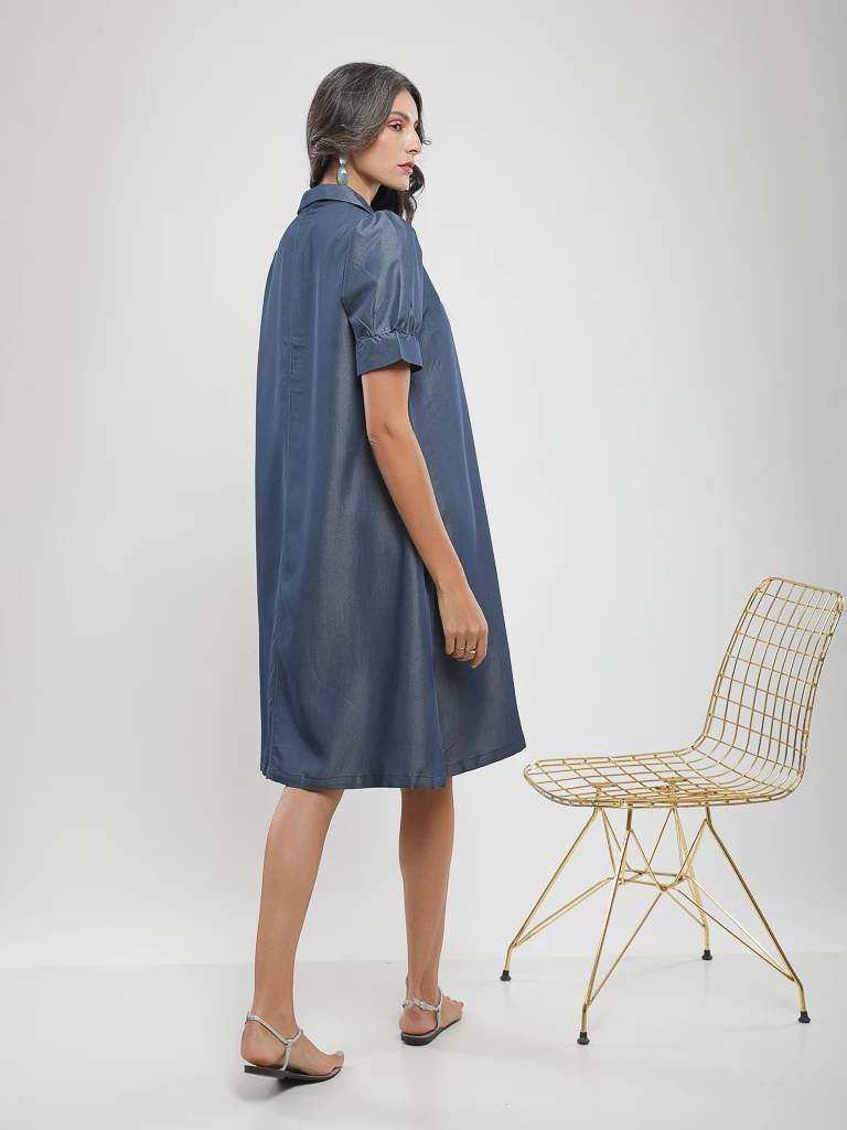 Robe polo à manches bouffantes