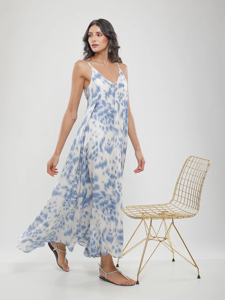 Robe longue fluide à imprimé abstrait