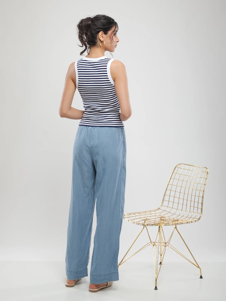 Pantalon large à taille élastique