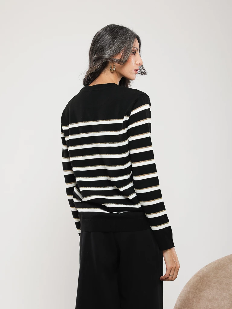 PULL EN MAILLE RAYÉE MANCHES LONGUES