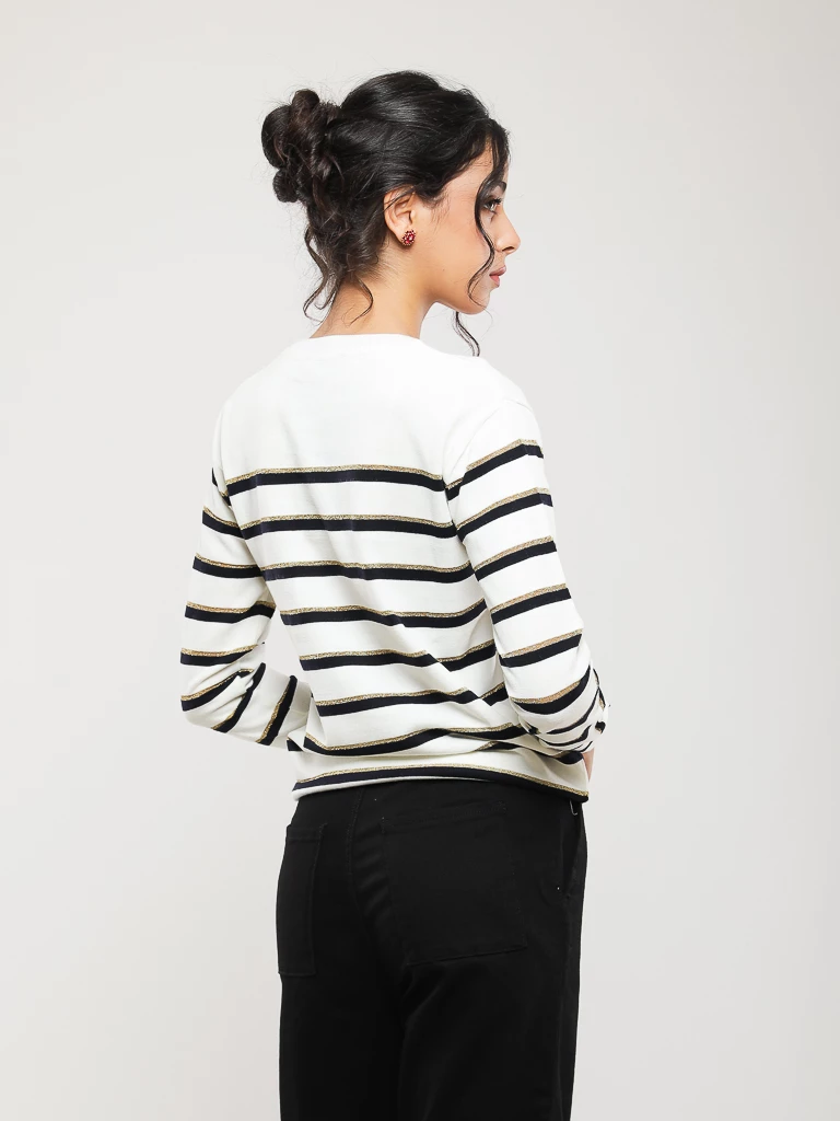 PULL EN MAILLE RAYÉE MANCHES LONGUES