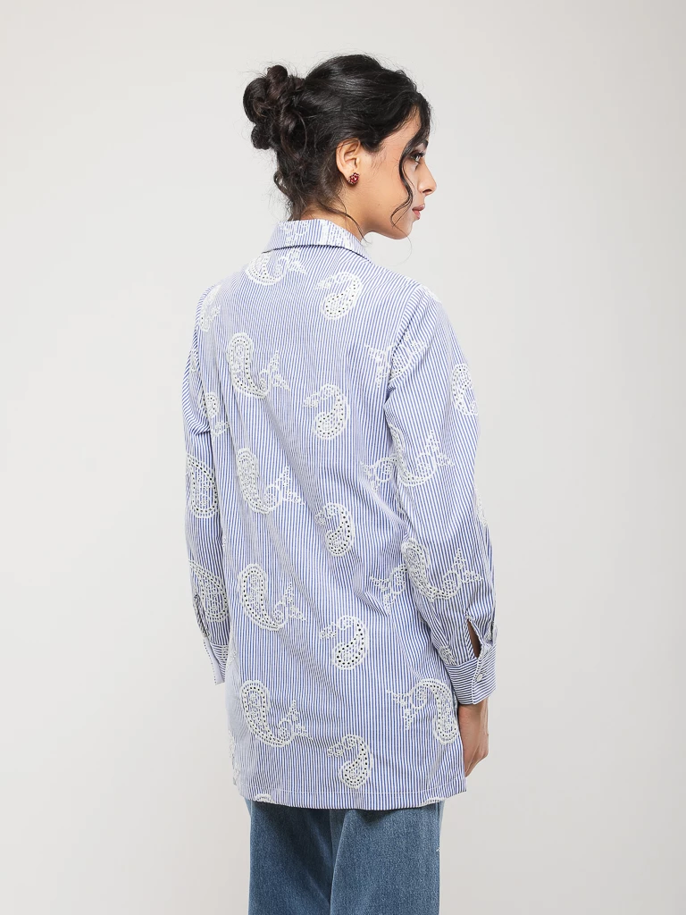 CHEMISE BRODÉE À RAYURES