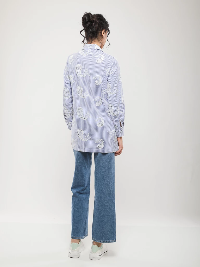 CHEMISE BRODÉE À RAYURES