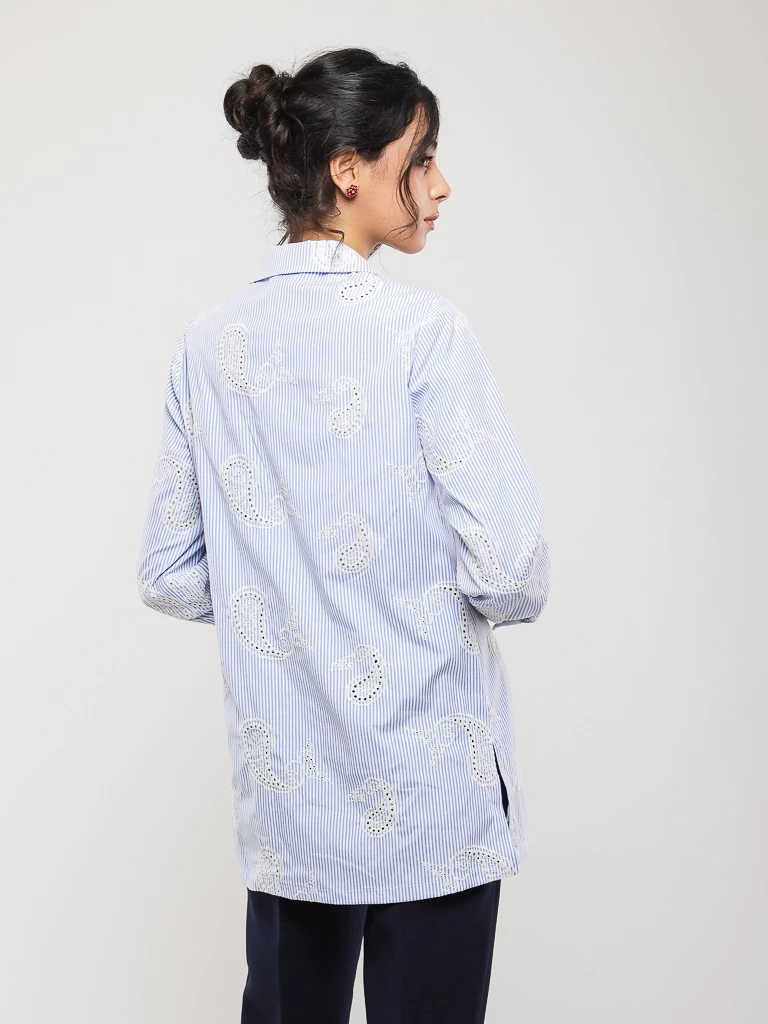 CHEMISE BRODÉE À RAYURES