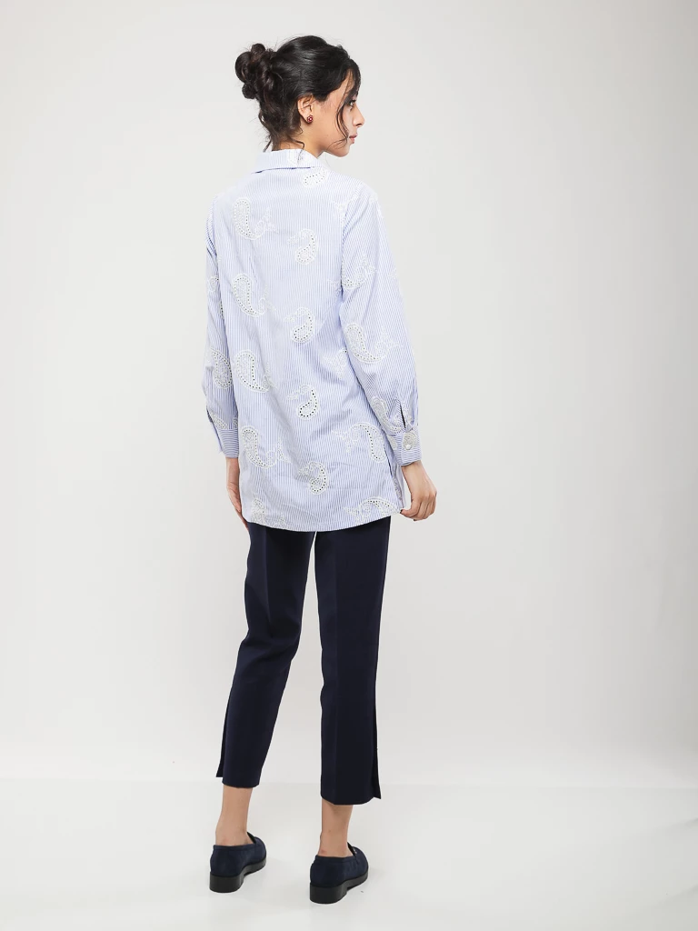 CHEMISE BRODÉE À RAYURES