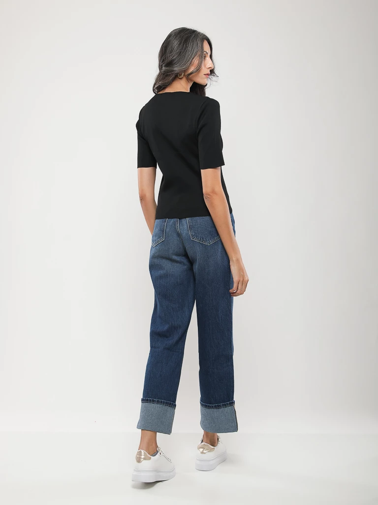 PULL EN MAILLE MANCHES COURTES