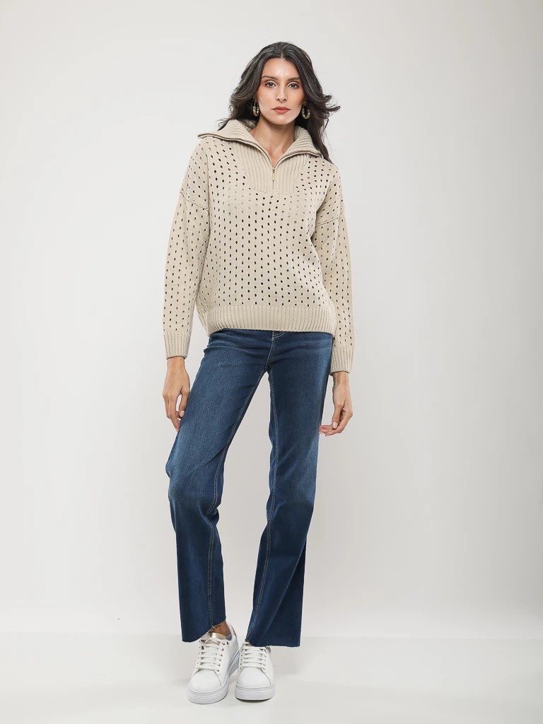 PULL COURT EN MAILLE MANCHES LONGUES