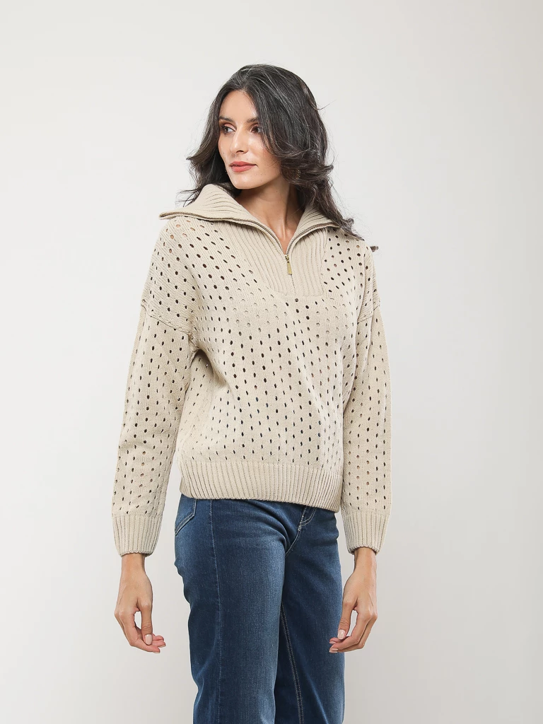 PULL COURT EN MAILLE MANCHES LONGUES