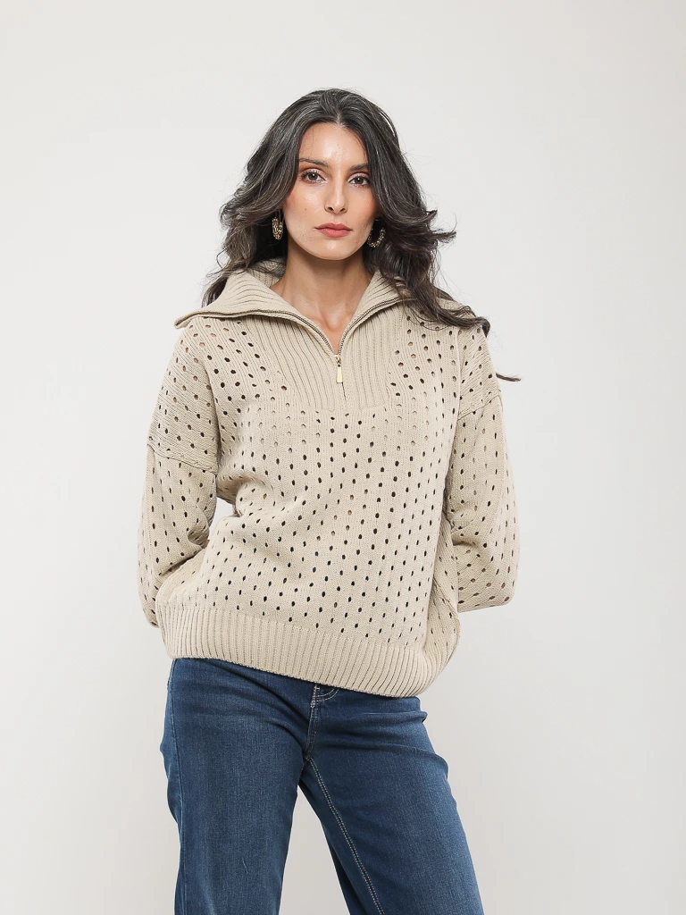 PULL COURT EN MAILLE MANCHES LONGUES