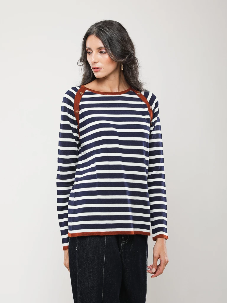 PULL EN MAILLE RAYÉE MANCHES LONGUES