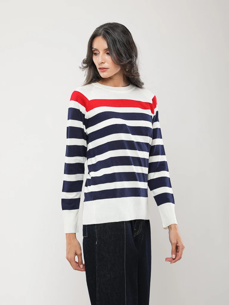 PULL EN MAILLE RAYÉE MANCHES LONGUES