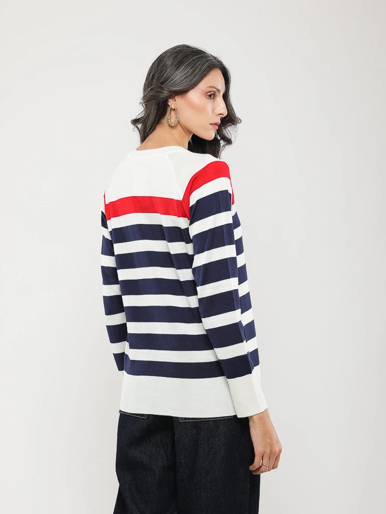 PULL EN MAILLE RAYÉE MANCHES LONGUES
