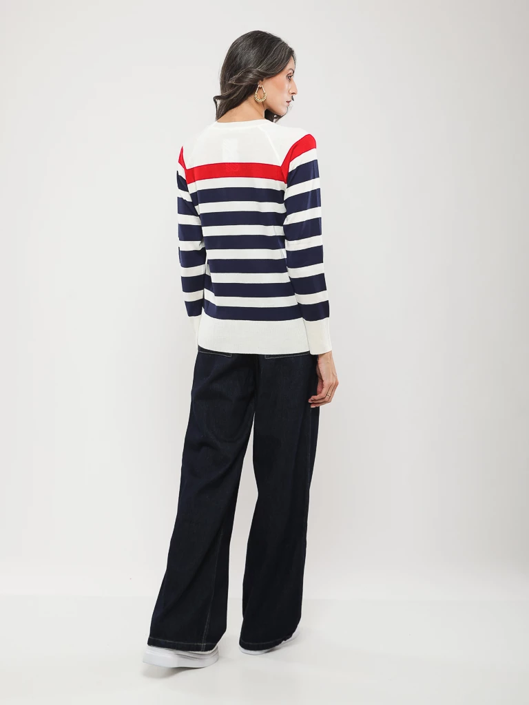 PULL EN MAILLE RAYÉE MANCHES LONGUES