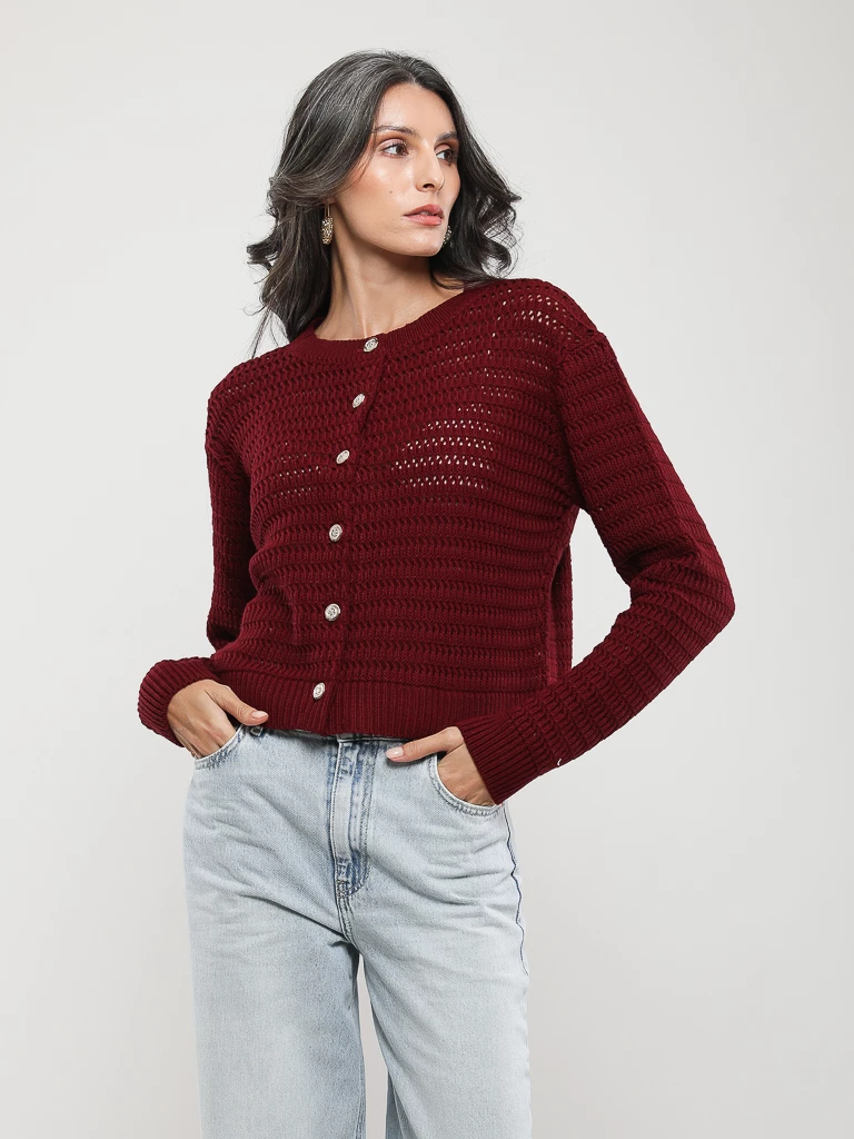 GILET EN MAILLE MANCHES LONGUES