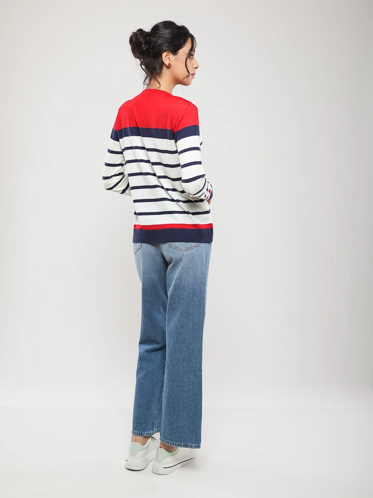 PULL EN MAILLE RAYÉE MANCHES LONGUES