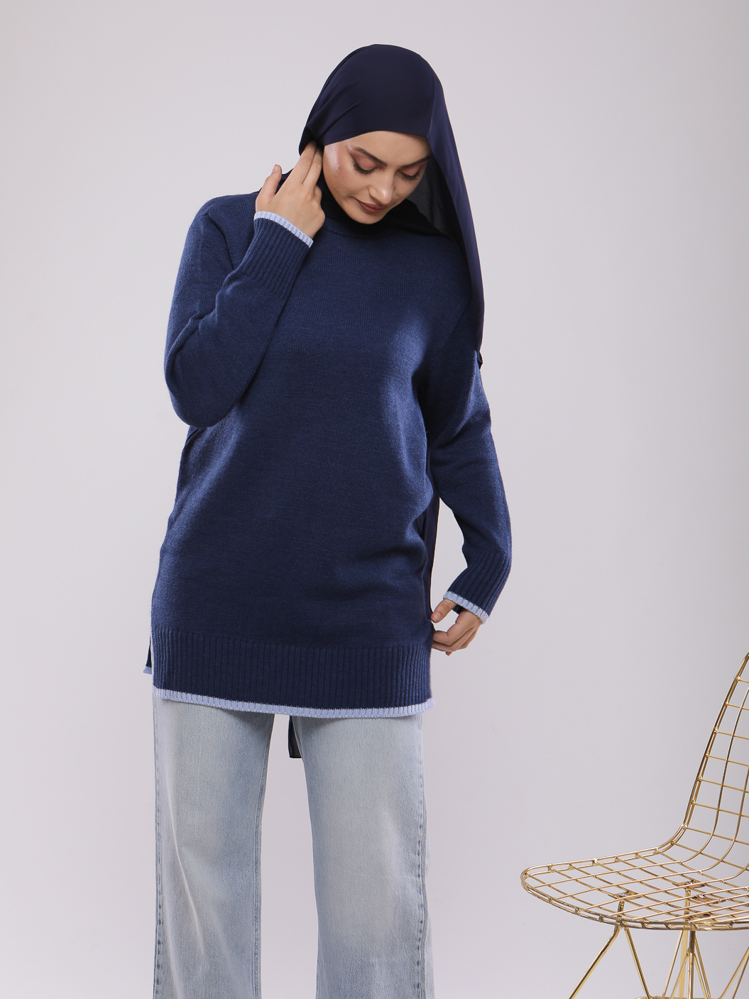 PULL RAYÉ EN MAILLE MANCHES LONGUES