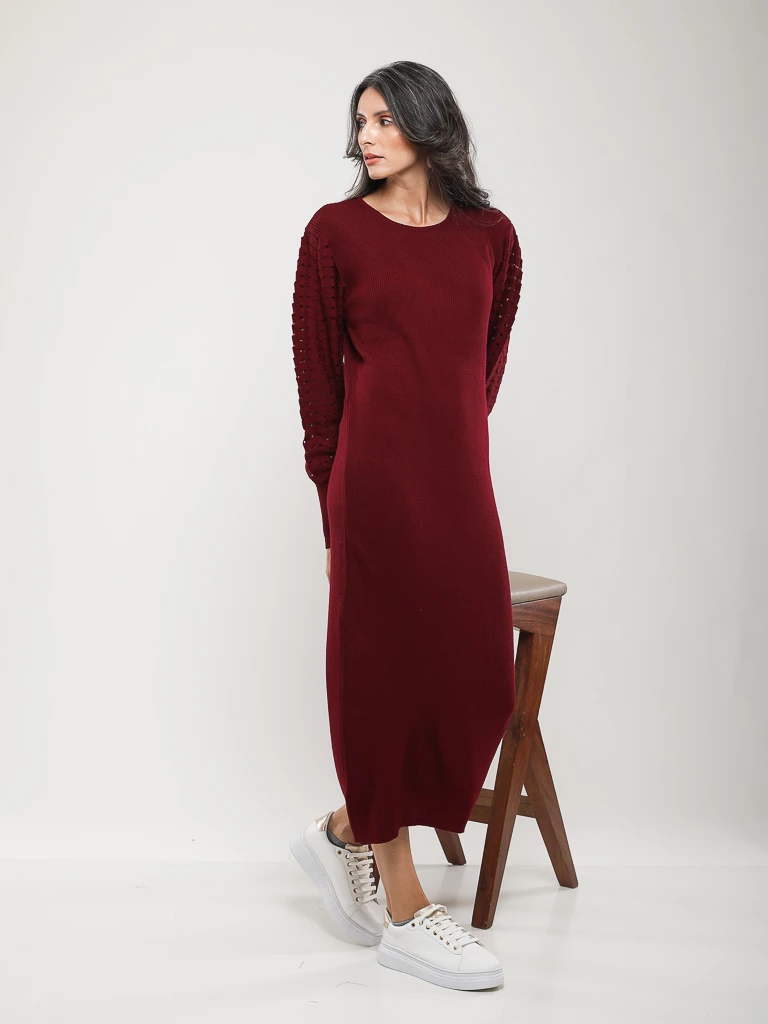 ROBE EN MAILLE MANCHES LONGUES