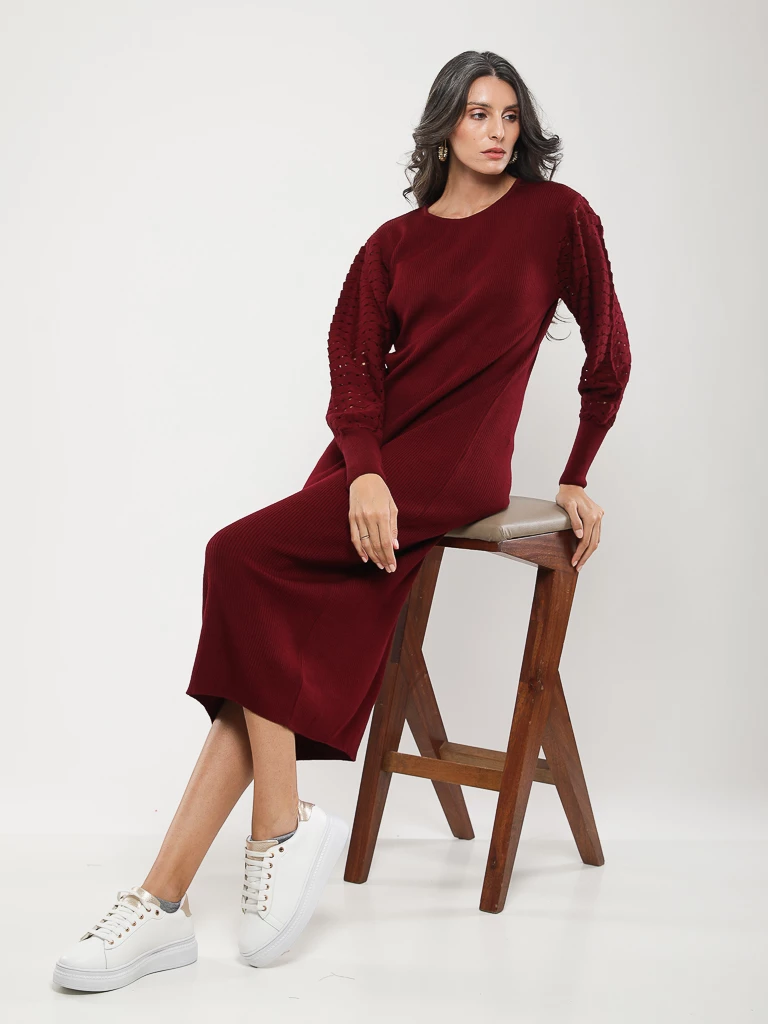 ROBE EN MAILLE MANCHES LONGUES