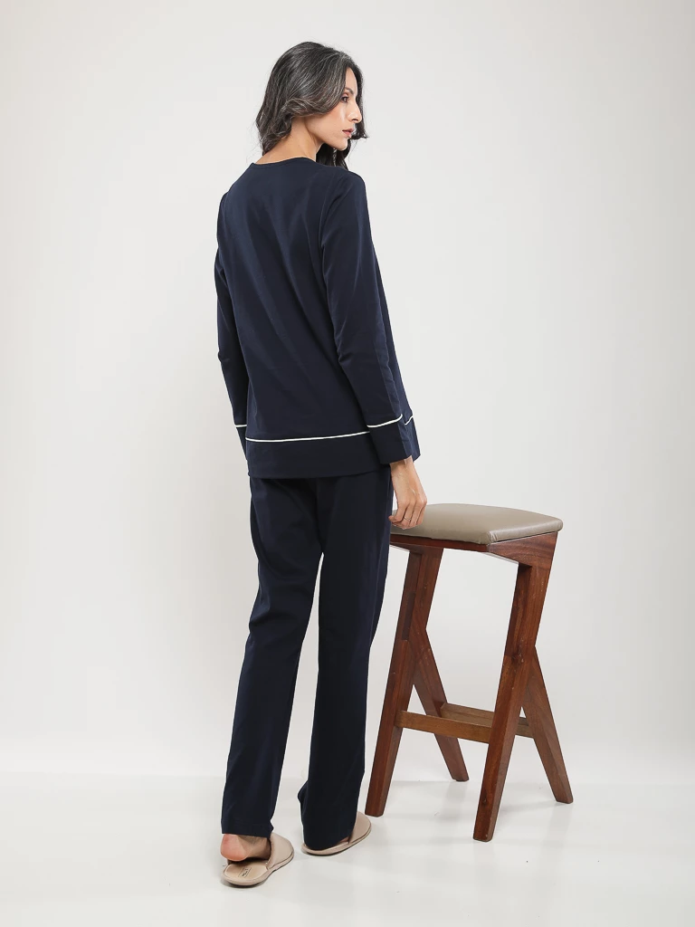 PYJAMA COTON À LISERÉS CONTRASTANTS