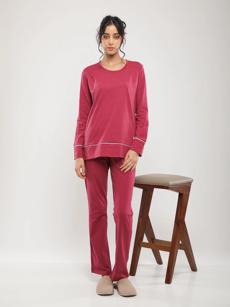 PYJAMA COTON À LISERÉS CONTRASTANTS