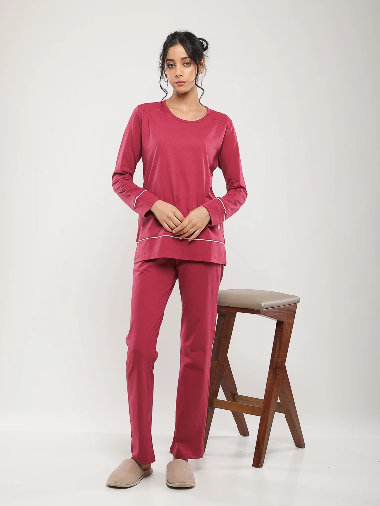 PYJAMA COTON À LISERÉS CONTRASTANTS