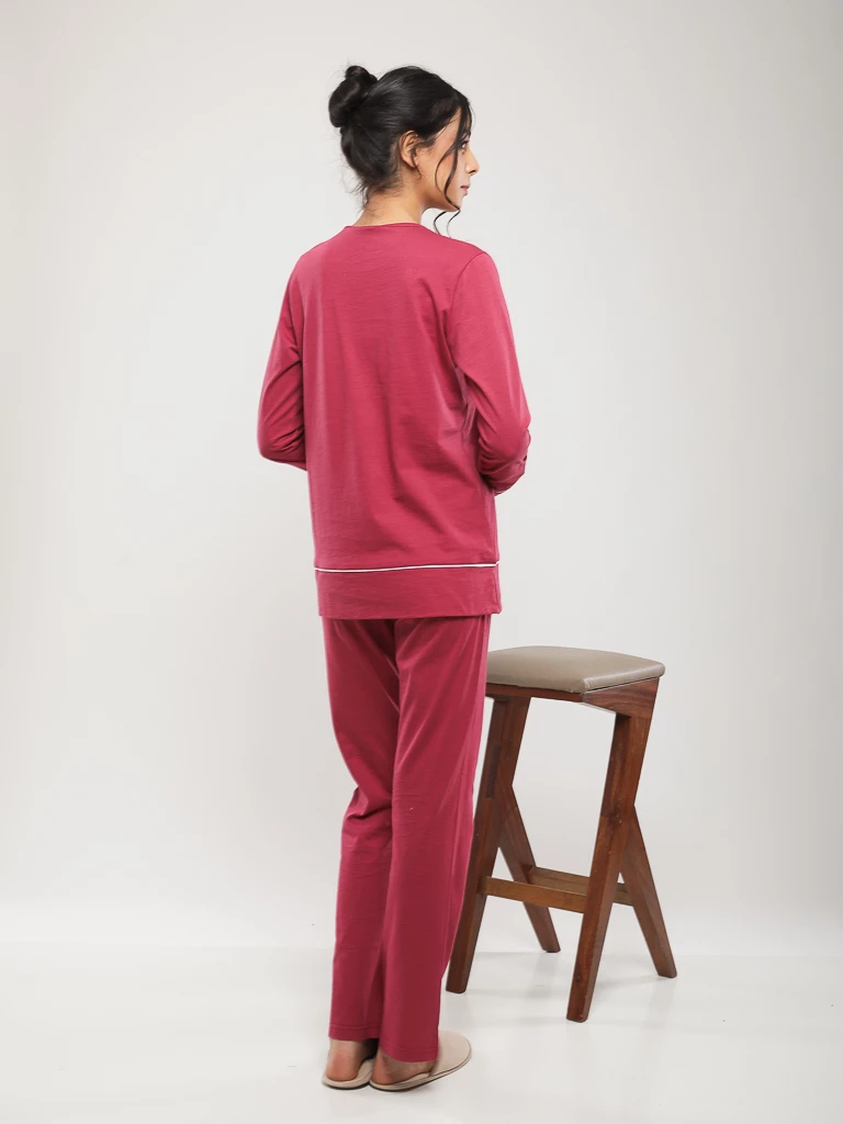 PYJAMA COTON À LISERÉS CONTRASTANTS