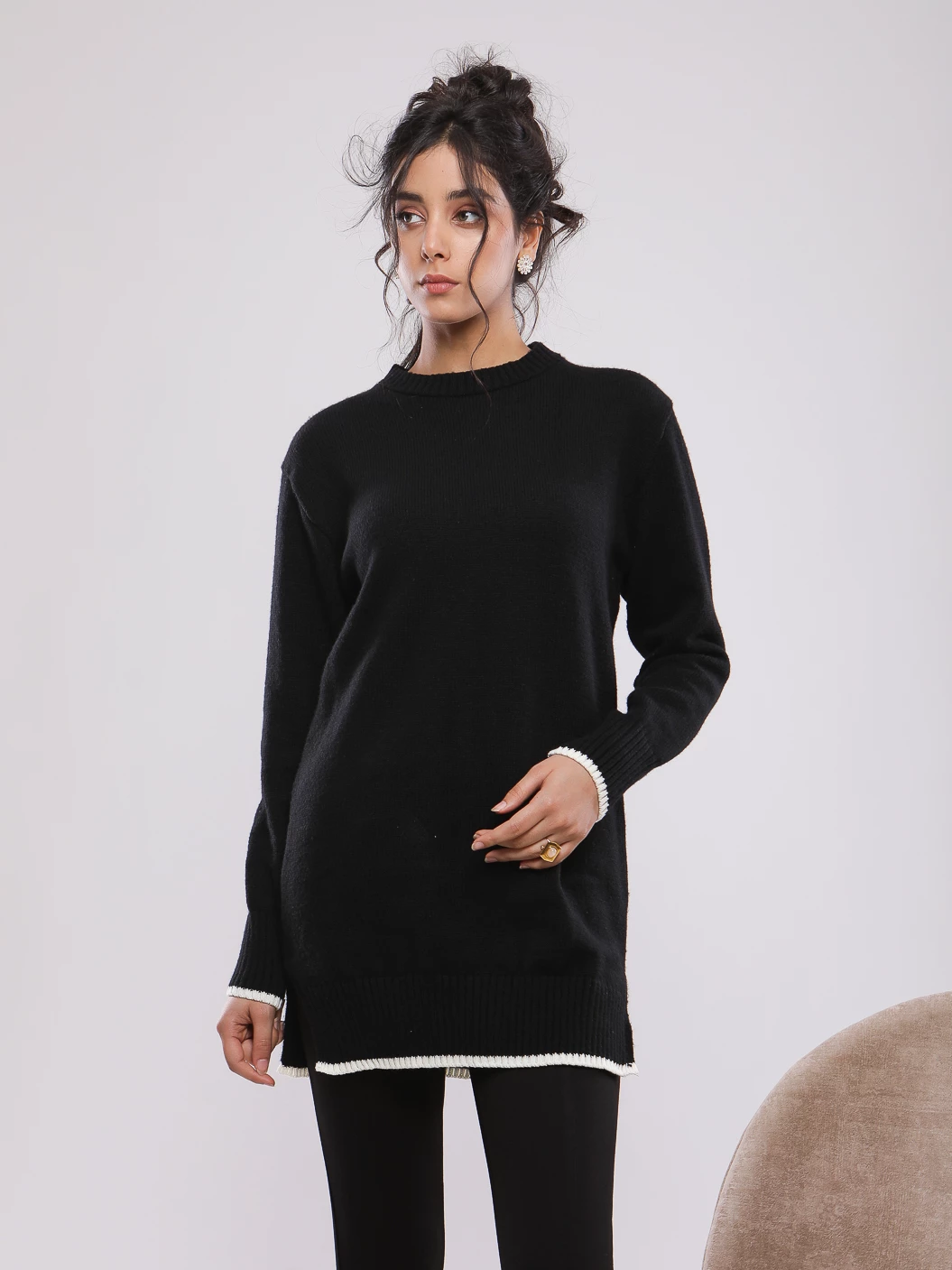 PULL RAYÉ EN MAILLE MANCHES LONGUES