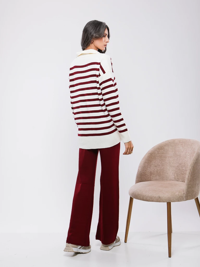 ENSEMBLE À RAYURES EN MAILLE
