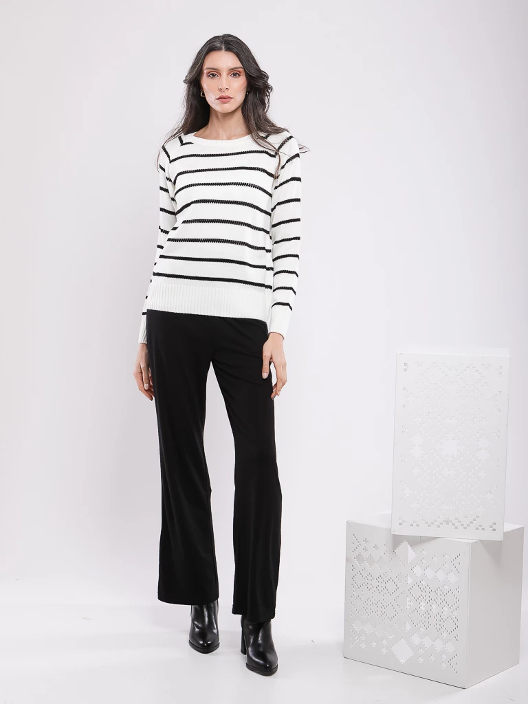 PULL EN MAILLE À RAYURES MANCHES LONGUES