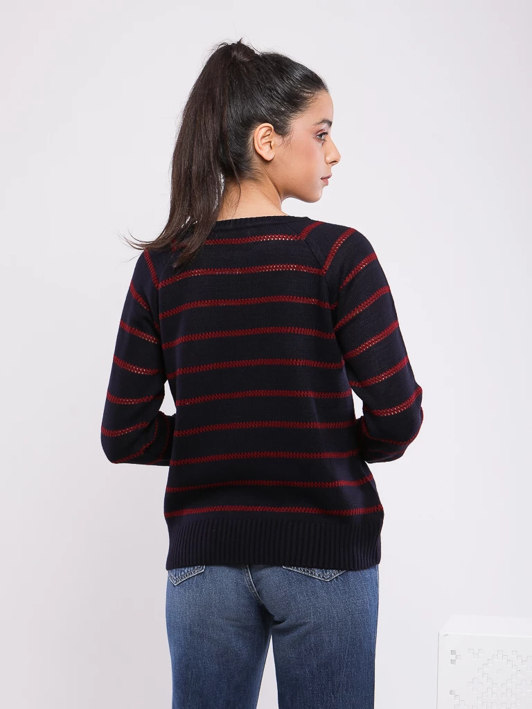 PULL EN MAILLE À RAYURES MANCHES LONGUES