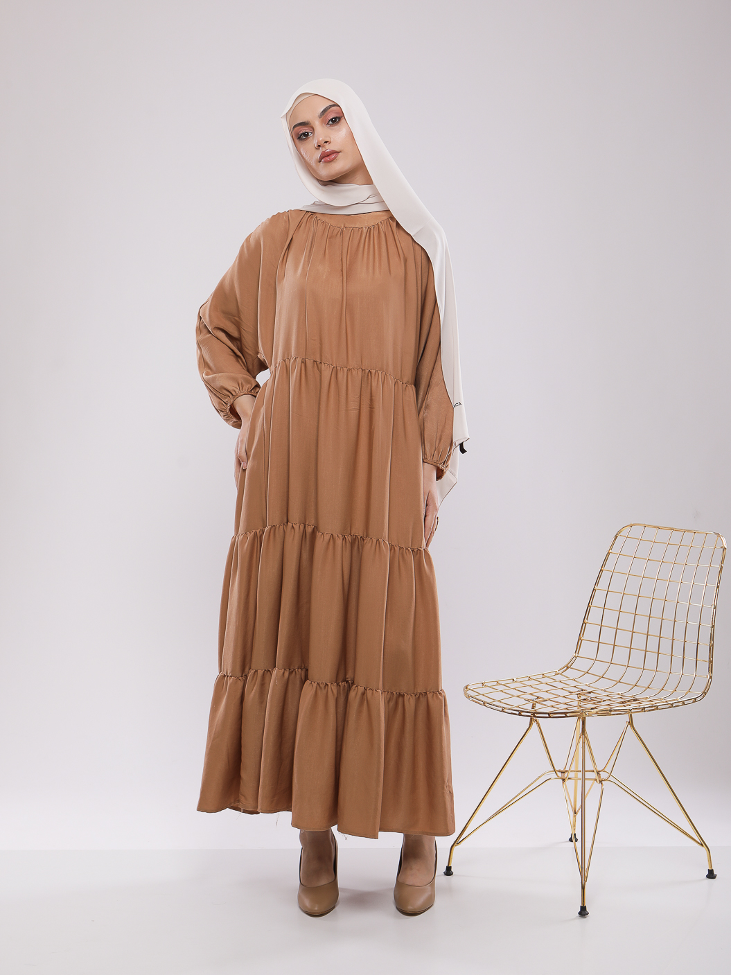 ROBE LONGUE FLUIDE A VOLANTS