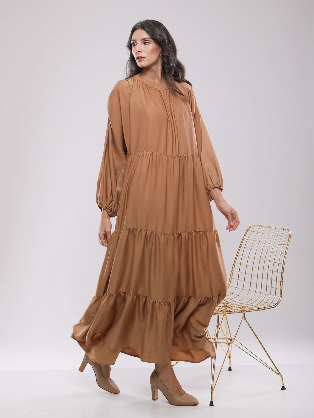 ROBE LONGUE FLUIDE A VOLANTS