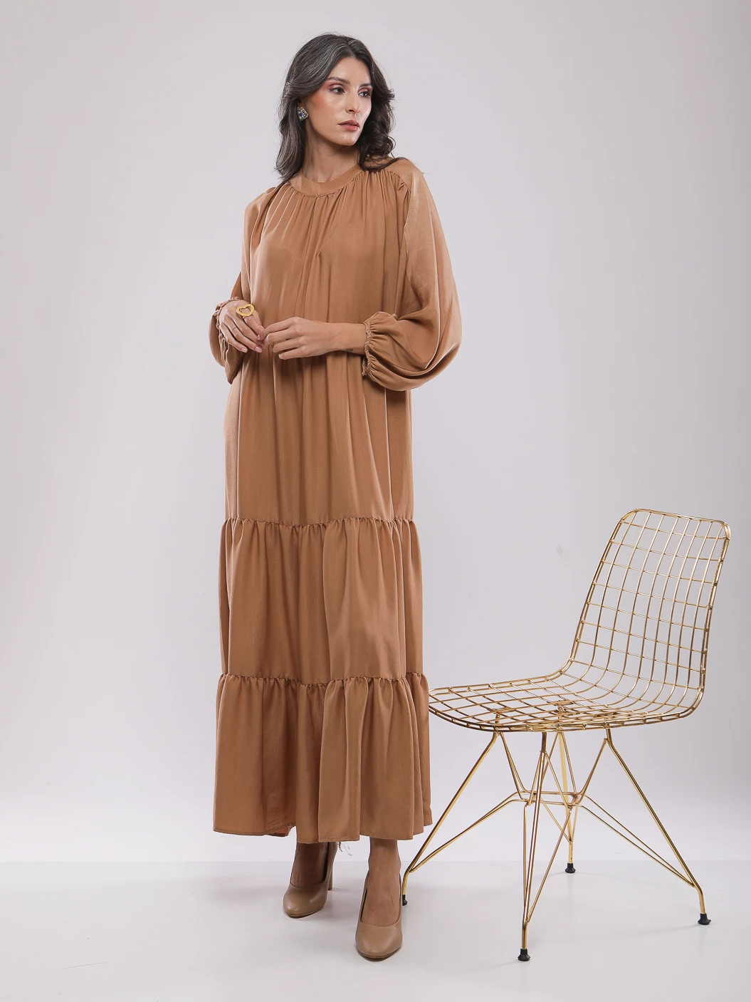 ROBE LONGUE FLUIDE A VOLANTS