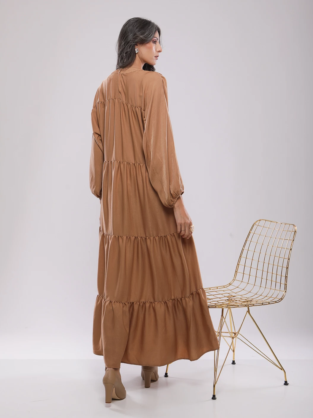 ROBE LONGUE FLUIDE A VOLANTS