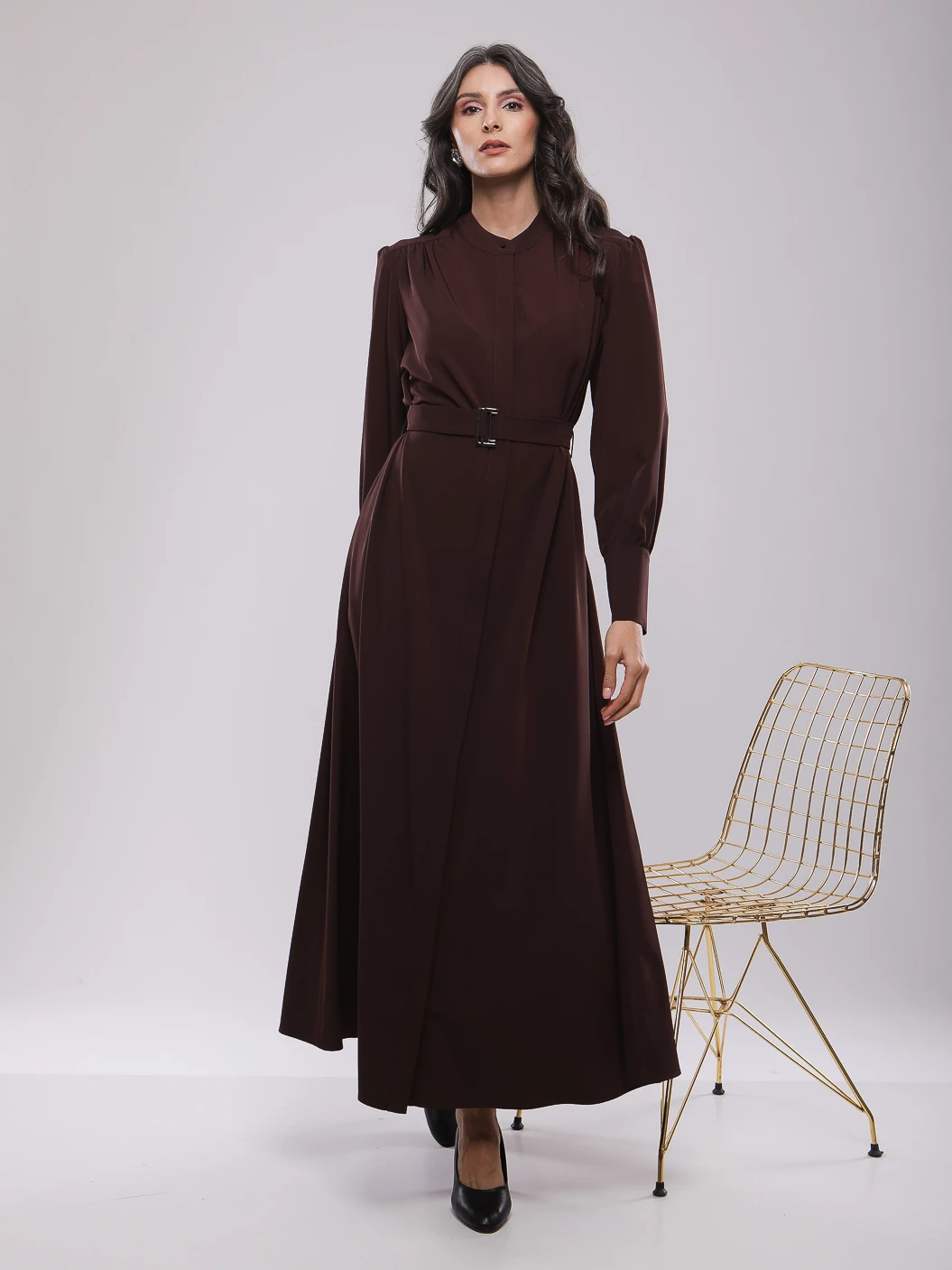 ROBE LONGUE A MANCHES BOUFFANTES