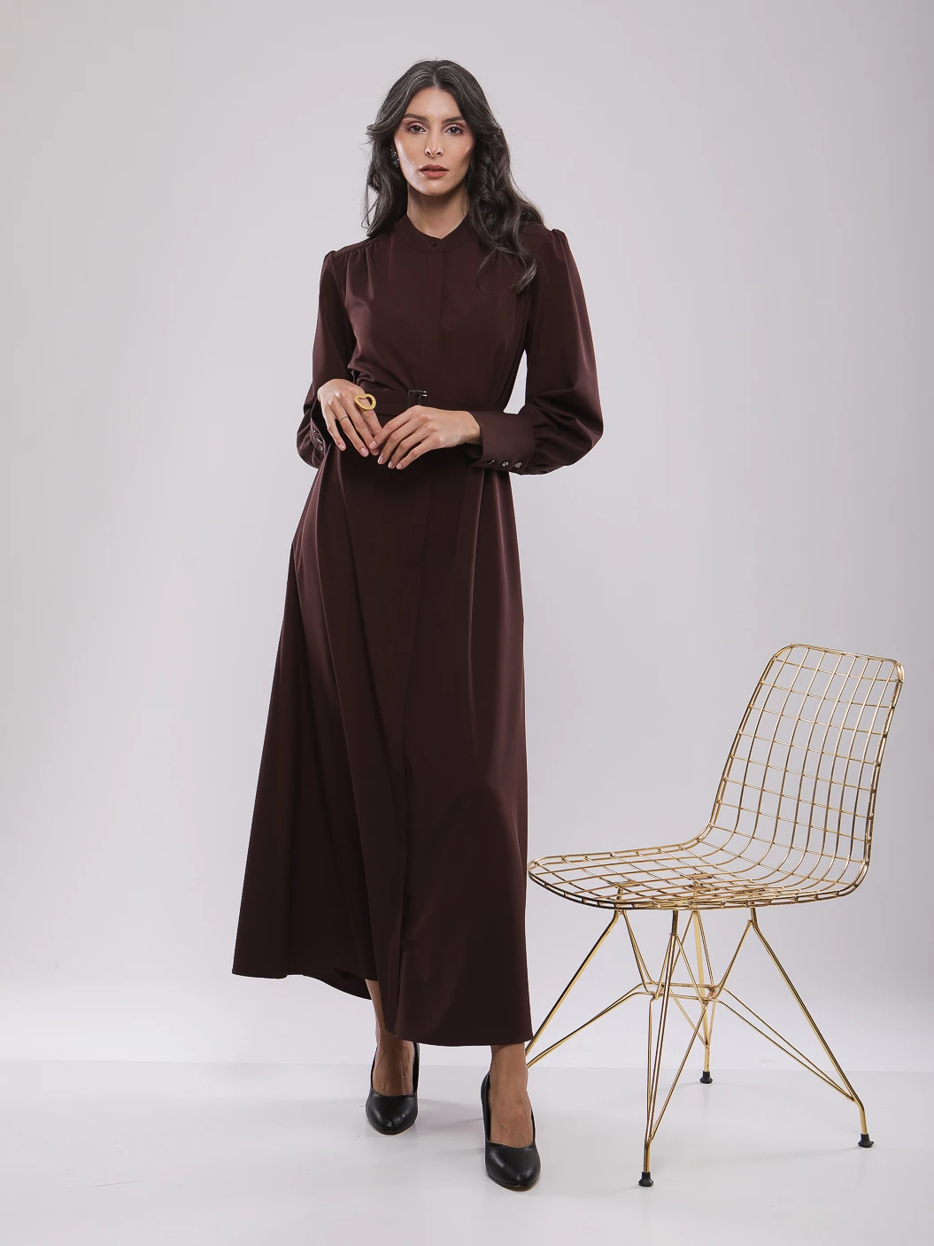 ROBE LONGUE A MANCHES BOUFFANTES