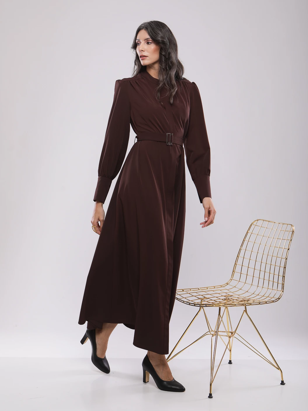 ROBE LONGUE A MANCHES BOUFFANTES