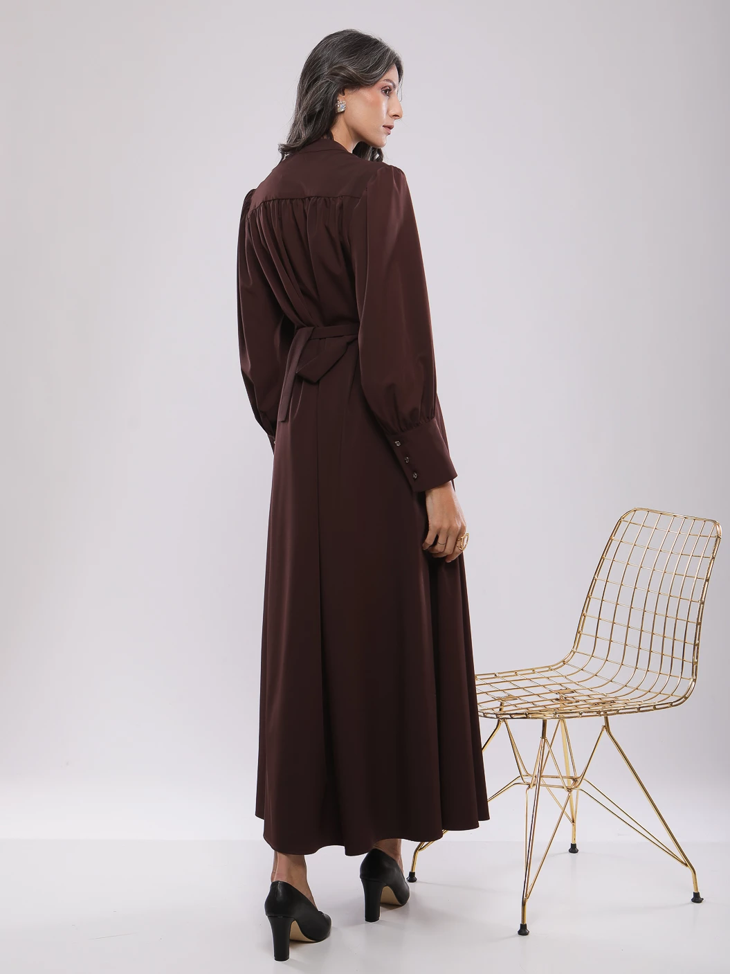 ROBE LONGUE A MANCHES BOUFFANTES