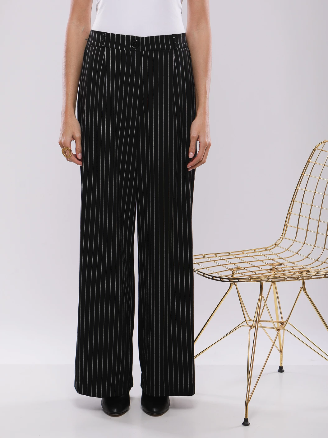 PANTALON LARGE À RAYURES