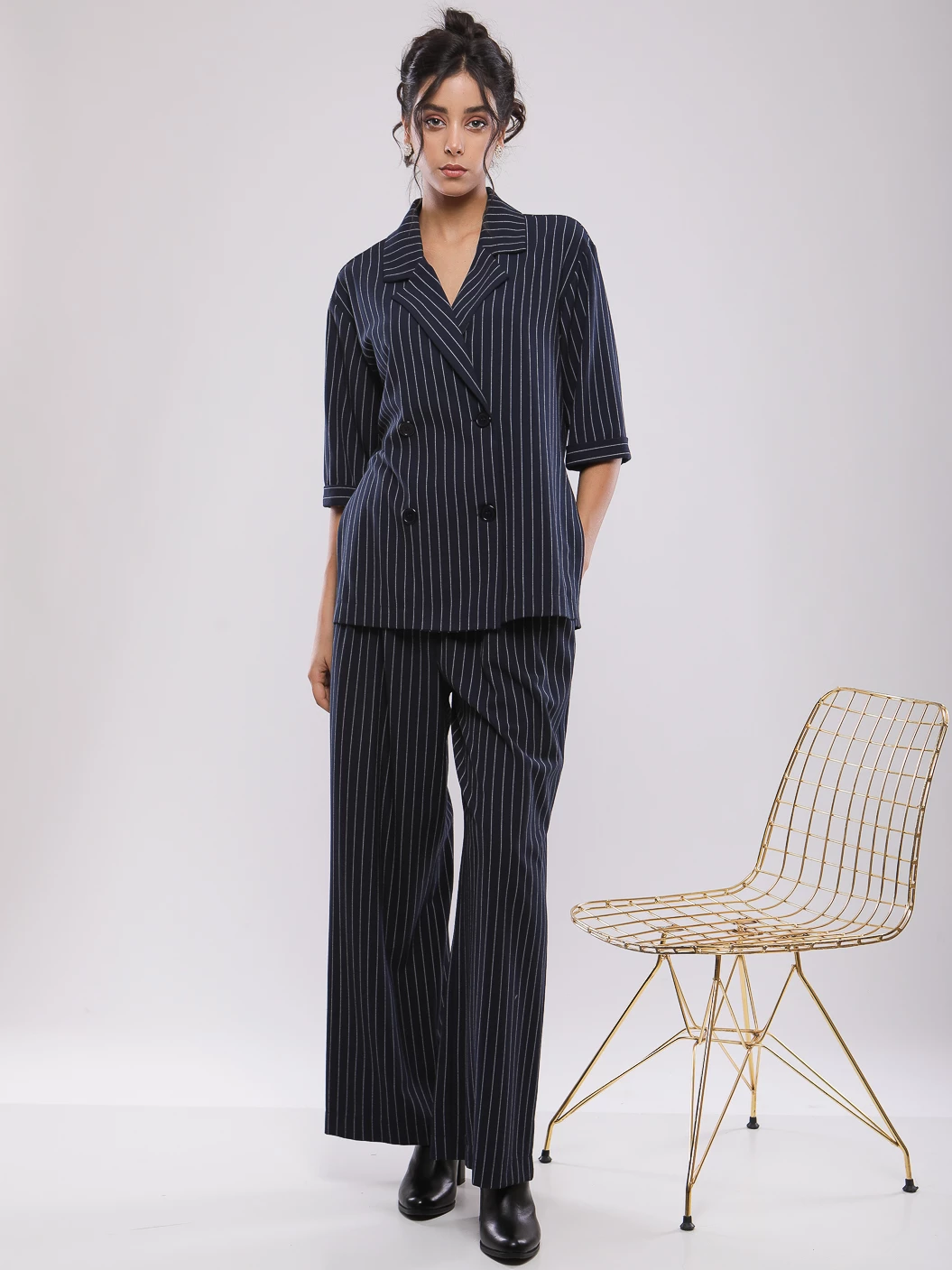 PANTALON LARGE À RAYURES