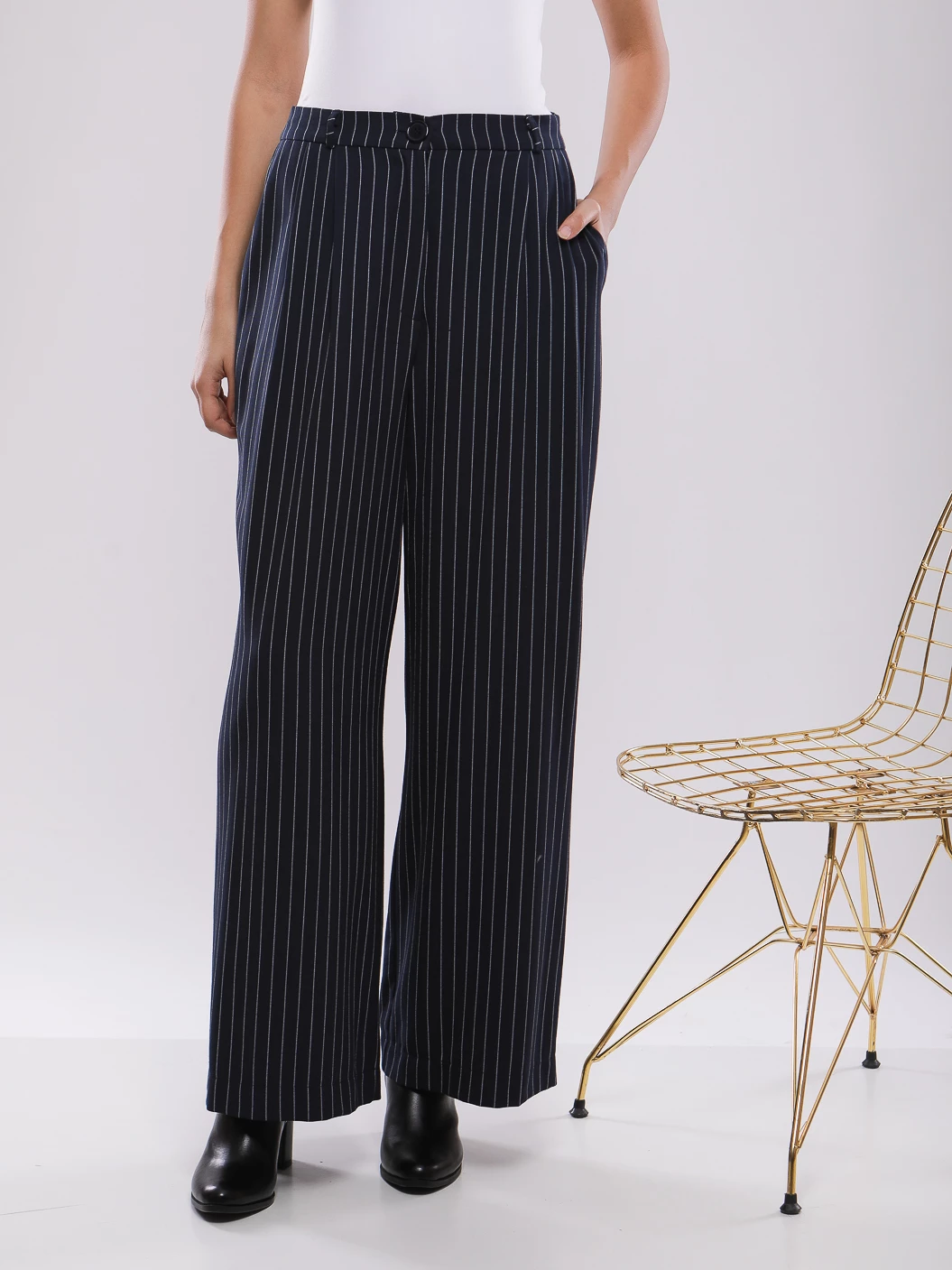 PANTALON LARGE À RAYURES