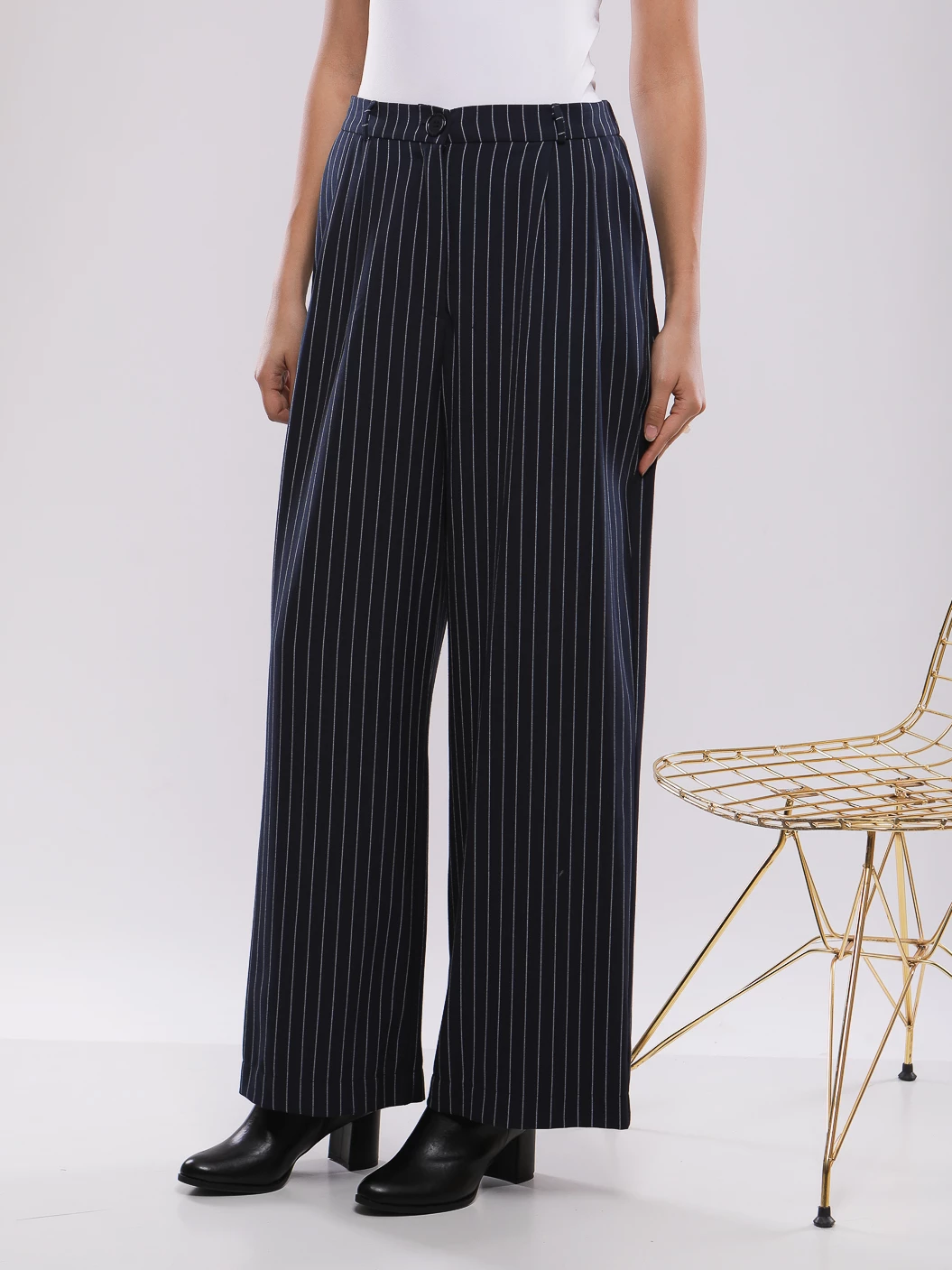 PANTALON LARGE À RAYURES