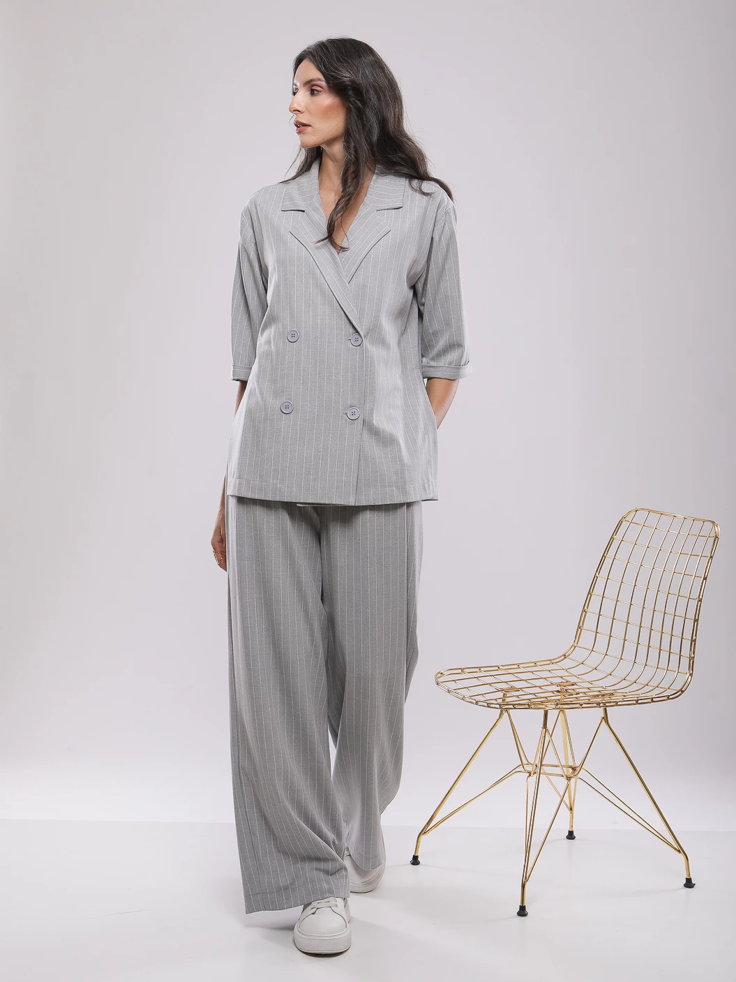 PANTALON LARGE À RAYURES