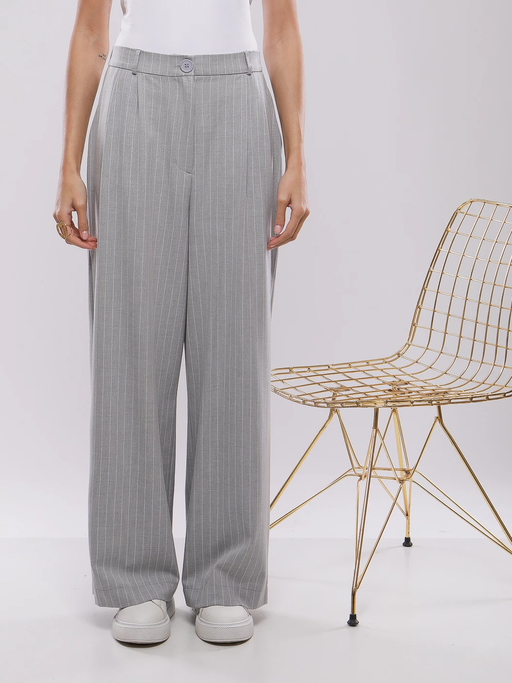 PANTALON LARGE À RAYURES