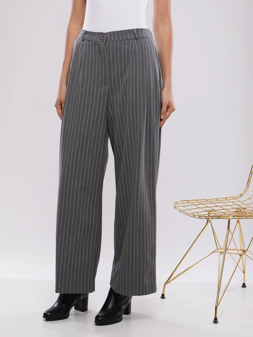 PANTALON LARGE À RAYURES