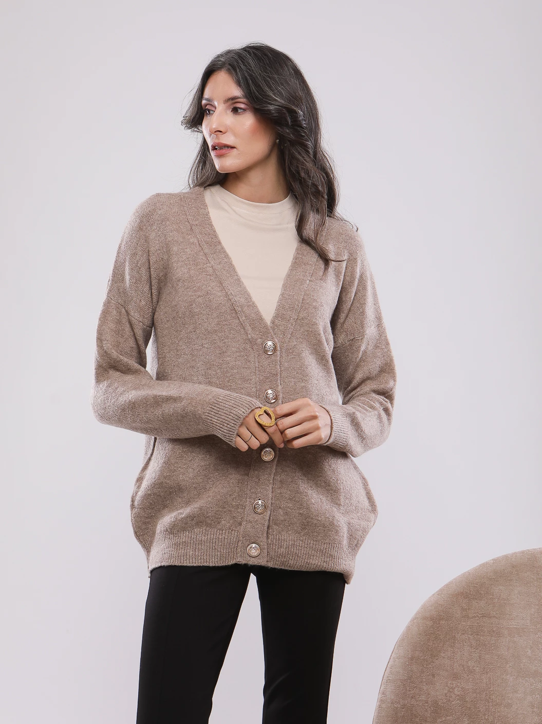 GILET CARDIGAN À RAYURES EN MAILLE